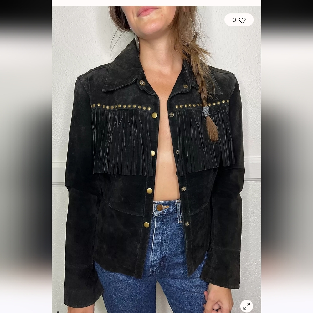 Mark Alan Leather Fringe Studded Jacket Sz Small